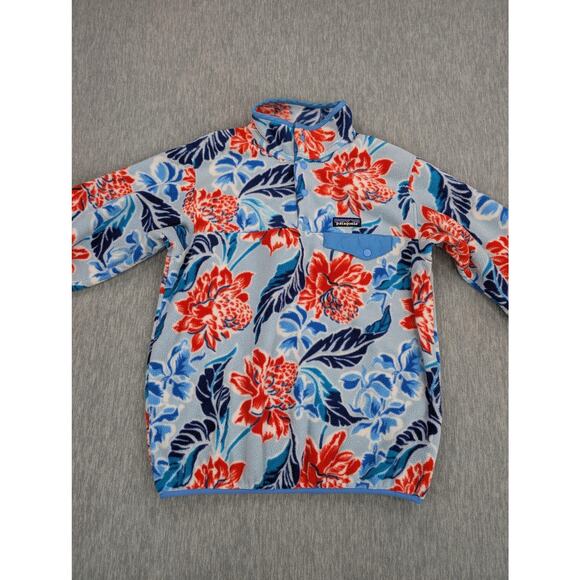 Patagonia Synchilla Snap T Womens Small Fleece Pullover Blue Floral Tropical - Picture 8 of 14